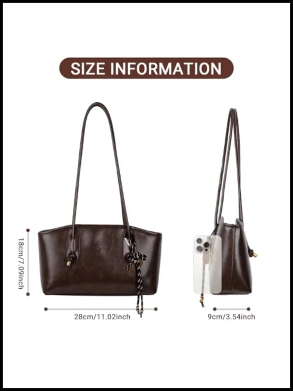 Vintage Faux Leather Hobo Shoulder Bag with Zipper Closure
